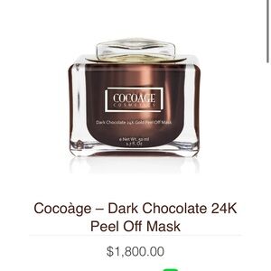 Cocoage cosmetics Dark Chocolate 24Karat gold Peel Off Mask MSRP $1800 brand new